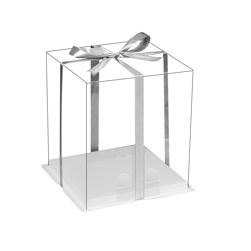 Caja de pastel transparente de 4 pulgadas 6 pulgadas 8 pulgadas 10 pulgadas 12 pulgadas caja de embalaje de pastel de doble capa de cumpleaños