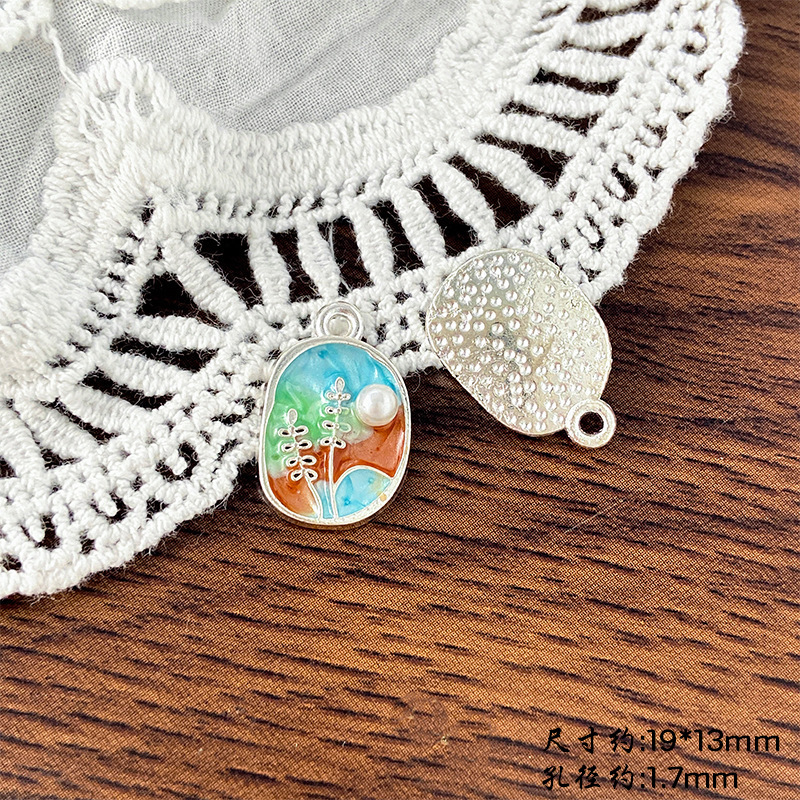 ハイエンドのレトロなフランスのモネの庭の油絵花蝶ペンダント diy ネックレスブレスレット耳ジュエリーアクセサリー|undefined