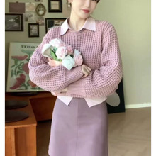 冬装搭配一整套裙子网红气质名媛高级感御姐温柔韩系粉色毛衣套装