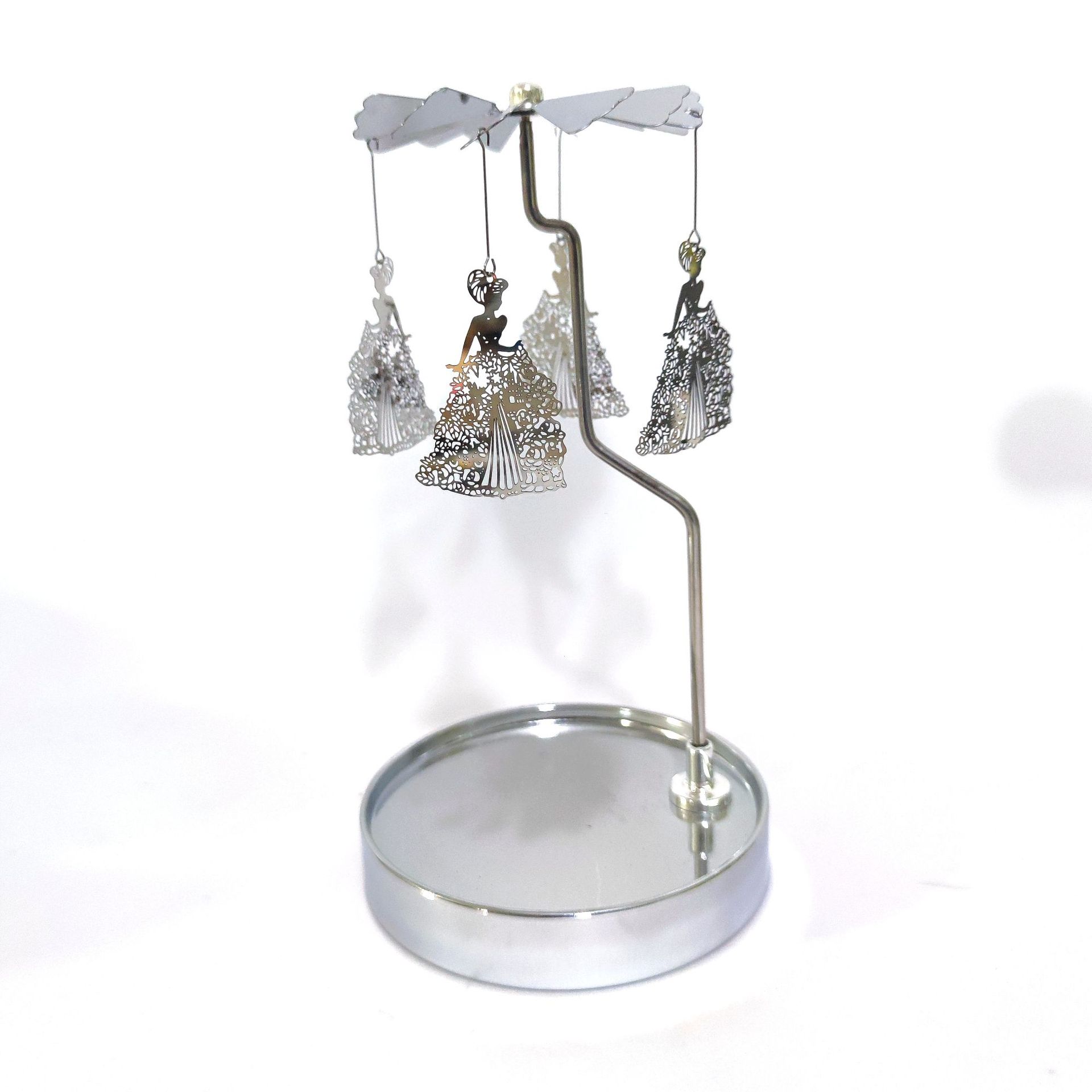 Fuente fabricante al por mayor Amazon INS bandeja redonda de acero inoxidable linterna giratoria giratoria candelabro de aromaterapia giratoria