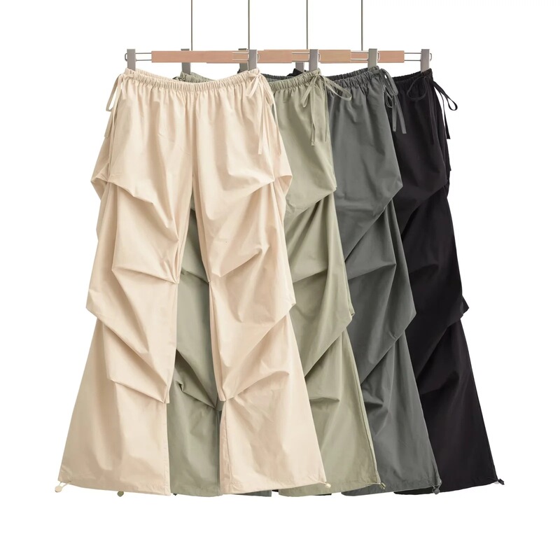 European and American high street hot girl style pleated functional overalls women's street hip hop loose high waist straight casual pants trousers European and American high street hot girl style pleated functional overalls women's street hip hop loose high waist straight casual pants trousers