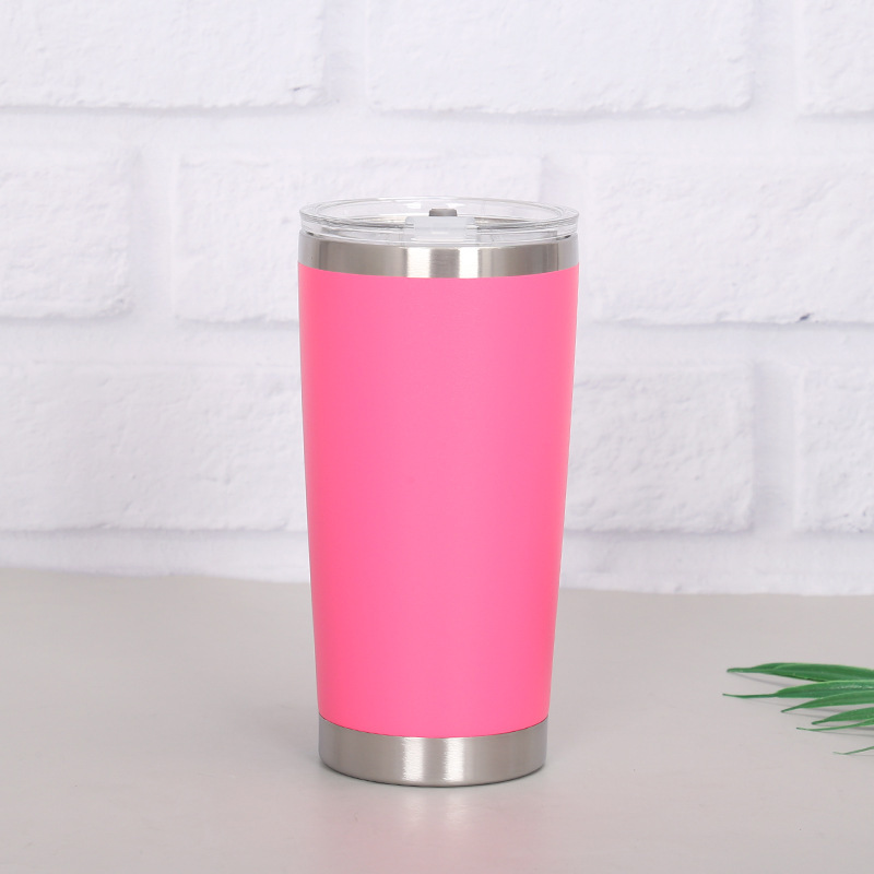 Transfronterizo 20oz taza del coche de pulverización de plástico 304 de acero inoxidable de comercio exterior de gran capacidad helado cerveza café Yeti taza de vacío