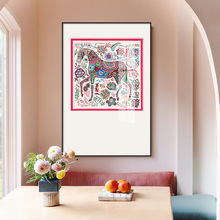 爱马仕现代轻奢客厅装饰画高级感抽象画丝巾卡纸挂画餐厅卧室挂画
