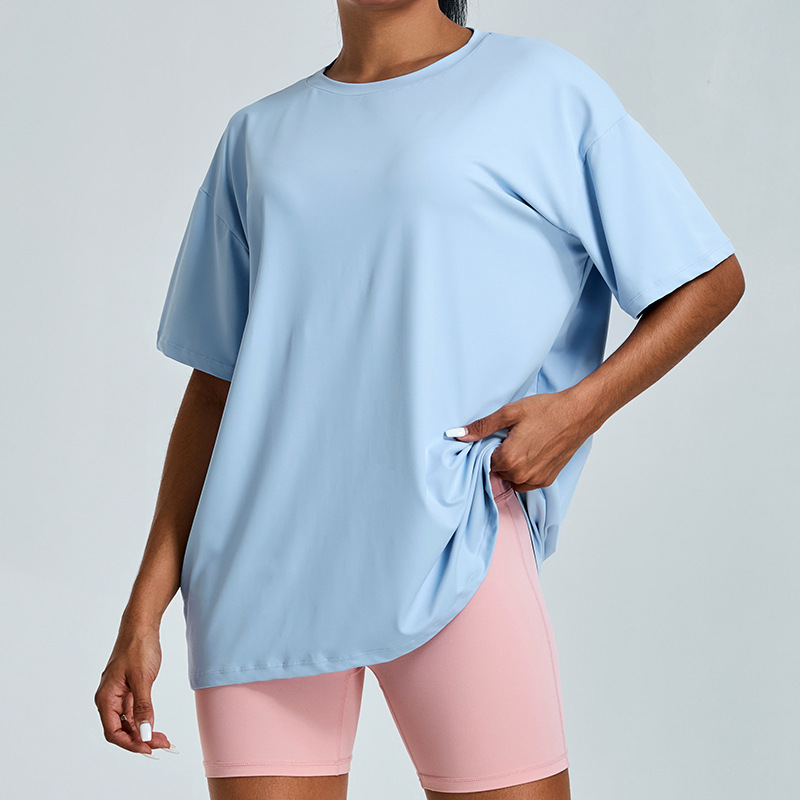 Nueva camiseta deportiva transpirable al aire libre de mangas cortas ropa de yoga mujer universal suelta rápida secado ligero correr ropa de fitness