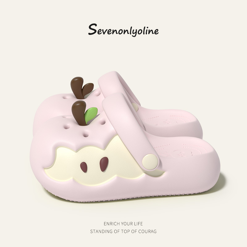 Children's Original Red Apple Summer New Style Lace-Up Clogs for Home and Outdoor Use, Non-Slip Closed-Toe Sandals for Boys and Girls