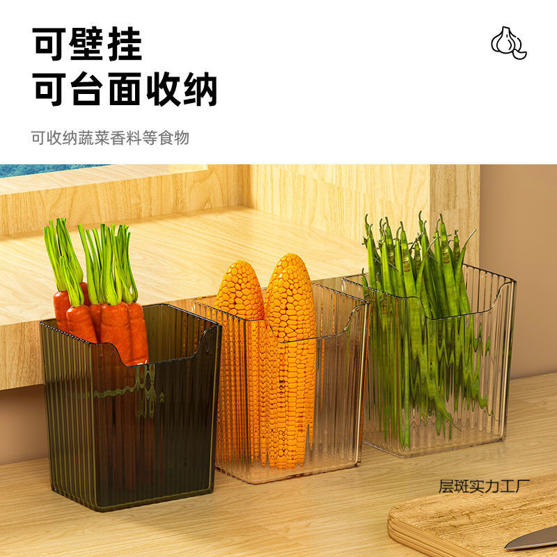 주방 마늘 생강 및 양파 투명 저장 바구니 벽에 걸려있는 작은 물체 펀치 없는 벽 장착 보관 상자
