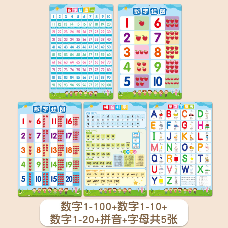 数字挂图1到100百数表板幼儿园一早教儿童识字启蒙认知数学画墙贴|undefined