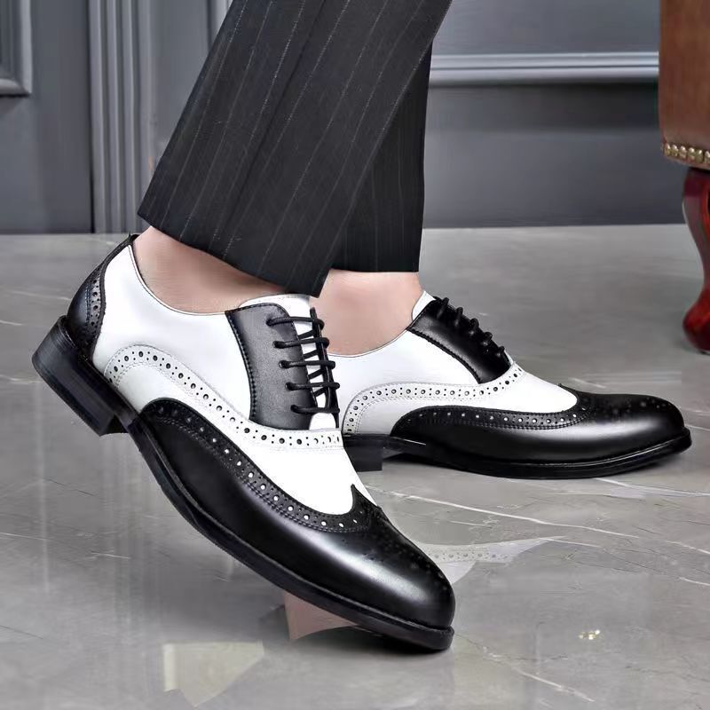 Men's Leather Shoes, Men's Large Size Business Formal Wear, British Style Brogue Versatile Youth Casual Carved Cross-Border Men's Shoes