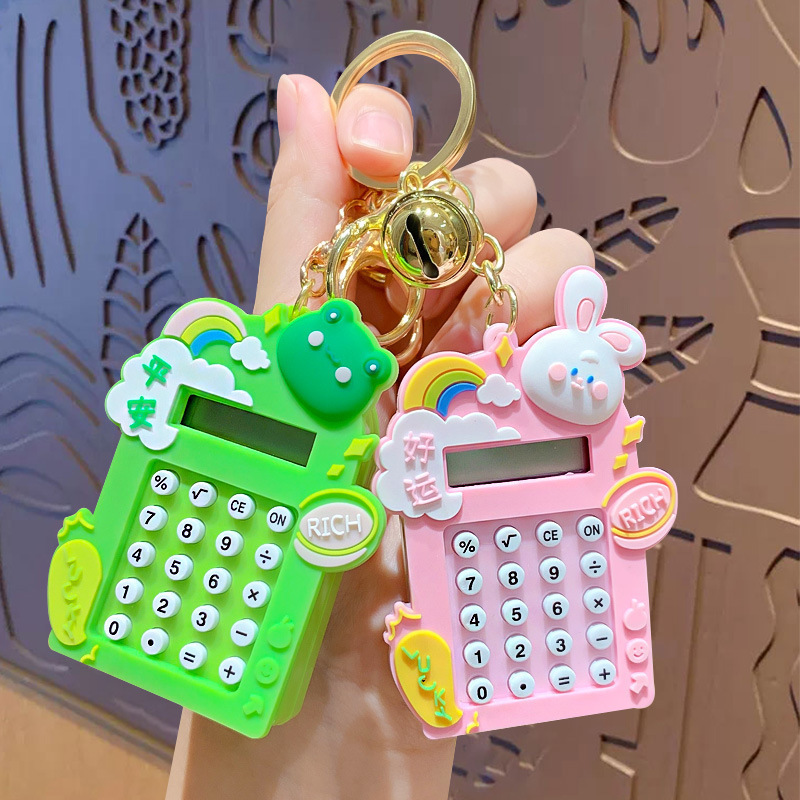 Cartoon Cute Bear Rabbit Computer Keychain Palm Mini Calculator Pendant Doll Key Chain Pendant