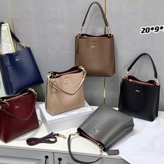 C家新款轻奢小水桶包荔枝纹新款双层肩带女士日常百搭都市简约