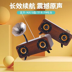木目調 Bluetooth スピーカーホームデスクトップレトロオーディオお土産サブウーファーカード大音量新しい外国貿易