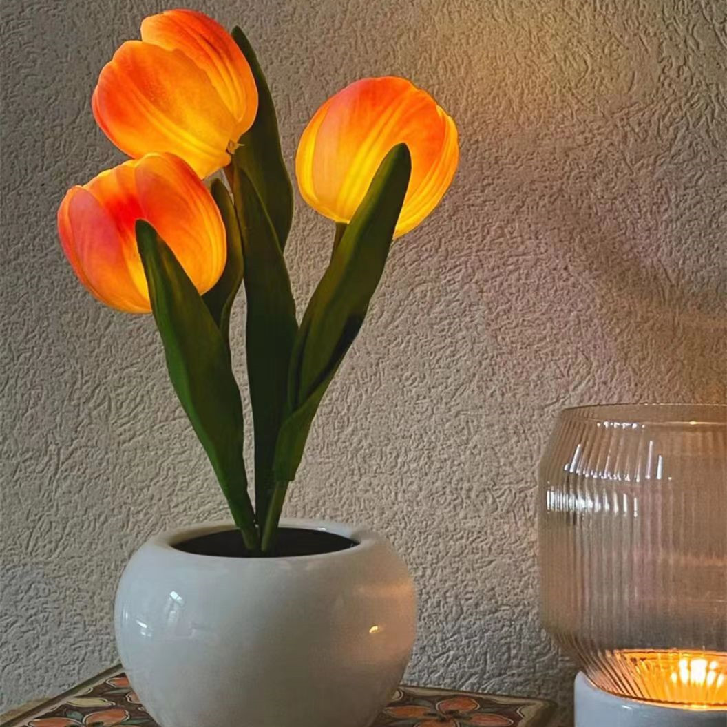 Led Tulip Night Light Decorative Atmosphere Bedside Lamp Gift_voghion.com