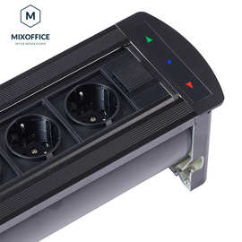 米奥拼接款电动翻转欧标插座岛台桌面多功能旋转插排铝合金线盒