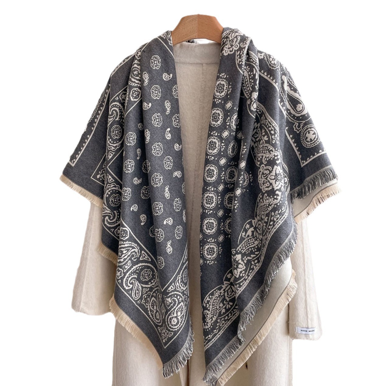 Retro Si Gong Ge flor de anacaju decoración capa de mujer nueva moda impresión chal invierno calentamiento grueso toalla cuadrada