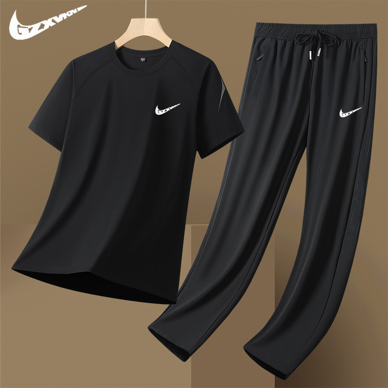2026 Summer Sports Suit Men's Trendy Casual Ice Silk Short-Sleeve Long Pants Set Nylon Quick-Dry Men's Two-Piece Set 2026 Summer Sports Suit Men's Trendy Casual Ice Silk Short-Sleeve Long Pants Set Nylon Quick-Dry Men's Two-Piece Set