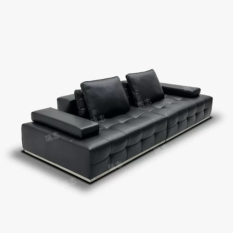 劳伦斯真皮沙发大平层别墅极简磨砂布客厅豆腐块模块拉点组合沙发