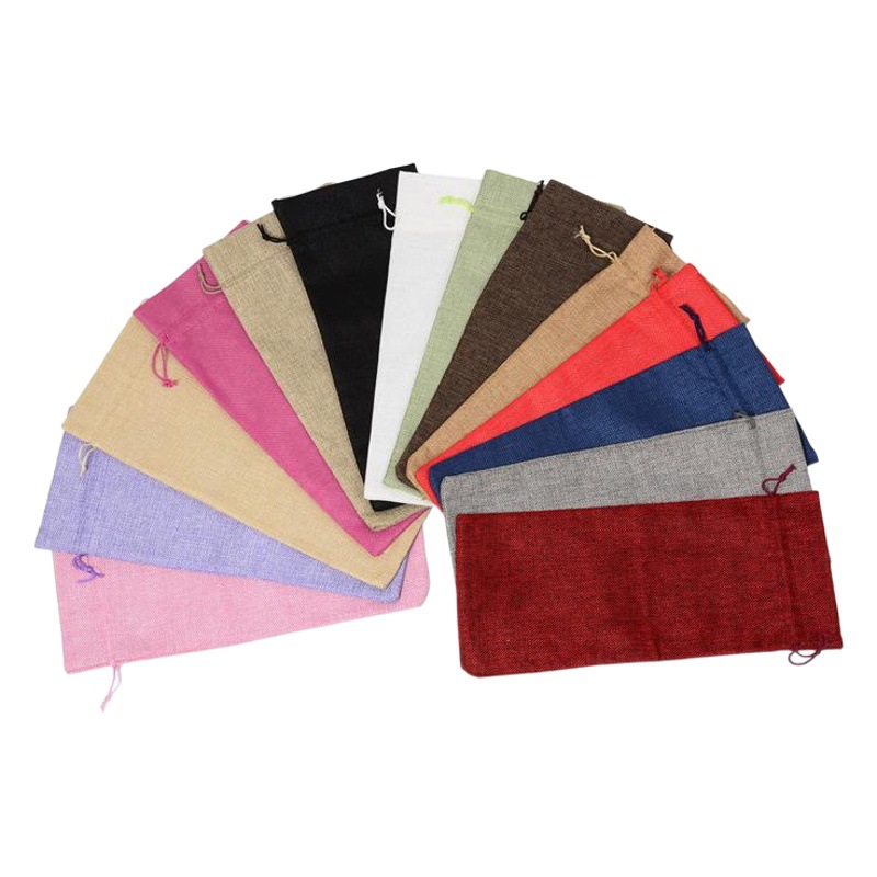 Bolsa de vino tinto de lino 750ml cordón Navidad imitación Lino Champagne vino ciego producto bolsa de embalaje bolsa de botella de vino al por mayor