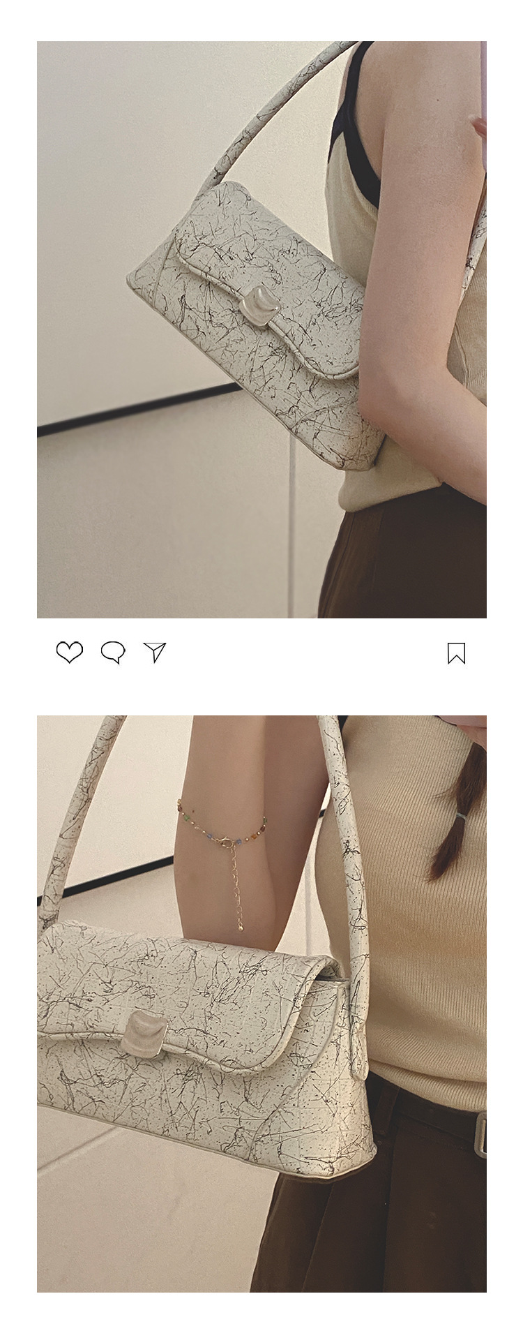 French Niche Design Underarm Bag Women's New 2023 Fashion Graffiti Shoulder bag high-level sense of all-match handbag_voghion.com