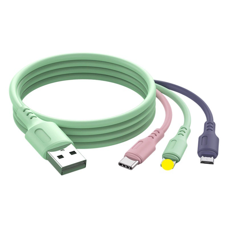 Один перетащите три быстрой зарядки линии передачи данных жидкий мягкий клей три-в-одном линии передачи данных для мобильного телефона Android Type-C Apple