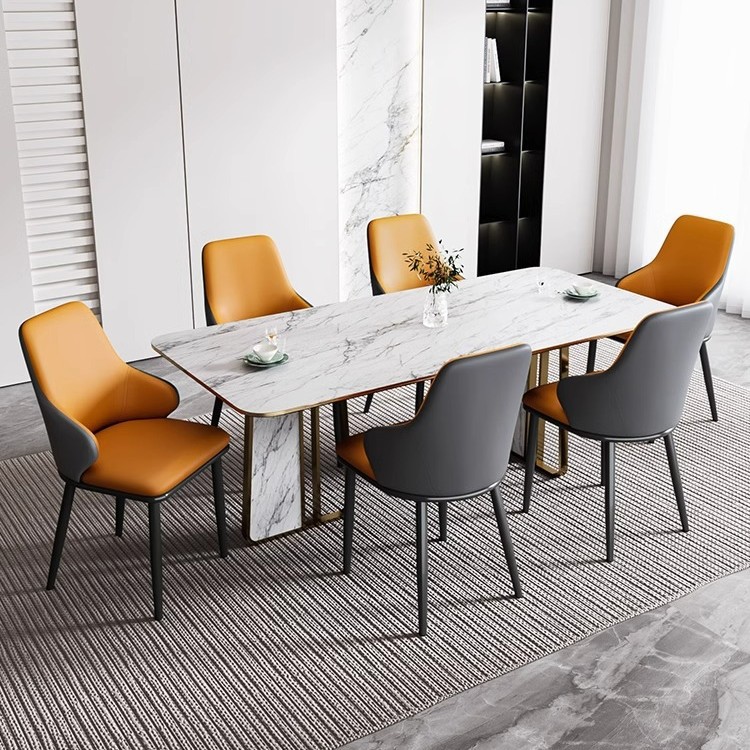 Silla de comedor de lujo ligera, silla minimalista moderna, mesa de comedor de restaurante de hotel italiano, silla de metal minimalista, respaldo alto, asiento suave
