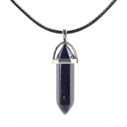 wish natural stone hexagonal column pendant European and American fashion natural crystal hexagonal column bullet hexagonal column necklace