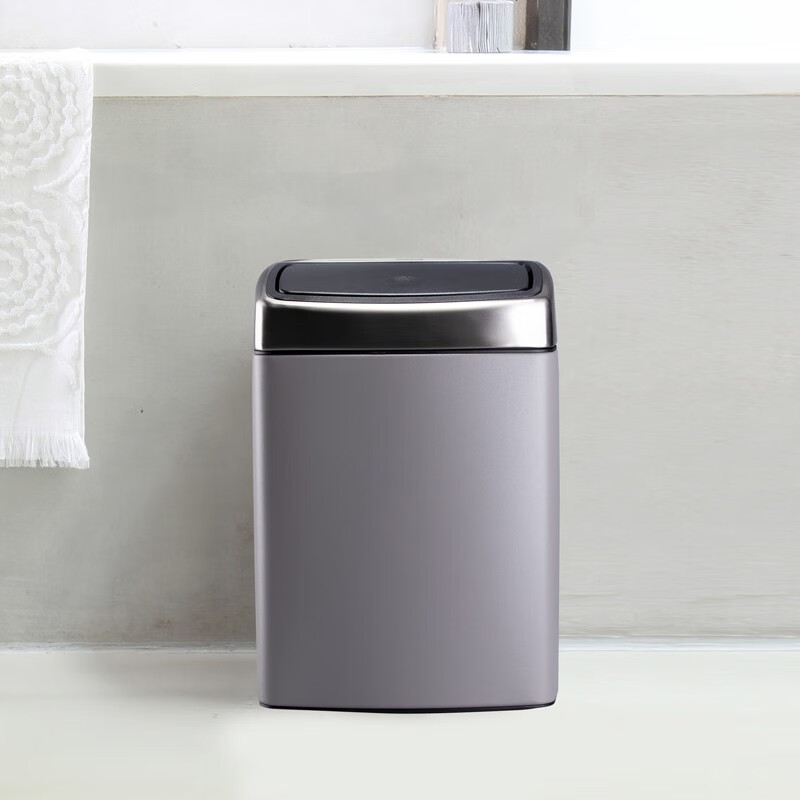 Brabantia Imported Wall-Mounted Bathroom Trash Can with Lid, Household Touch-Press 10L Square Model Brabantia Imported Wall-Mounted Bathroom Trash Can with Lid, Household Touch-Press 10L Square Model