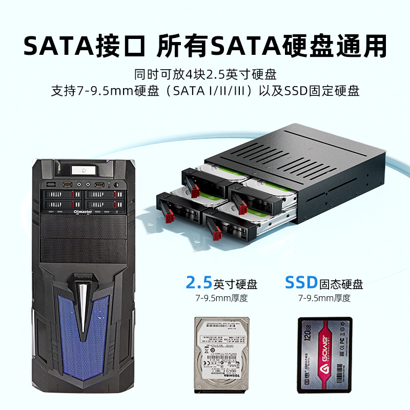 Caja de disco duro de cuatro discos chasis caja de disco duro multi-disco SATA caja de disco duro incorporada venta directa de fábrica entrega de una pieza