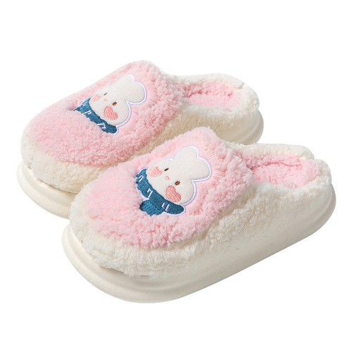 Thick-soled fluffy cotton slippers for women, suitable for autumn and winter outdoor wear, indoor home comfort and warmth, foot-melting couple's cotton shoes for men