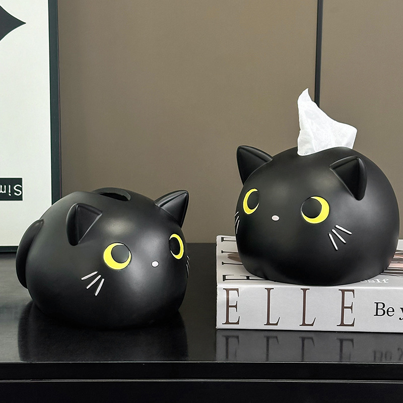 かわいい漫画の猫のティッシュの箱は高級な客間のレストランのデスクトップの台所の多機能のティッシュの装飾品を持ちます。|undefined