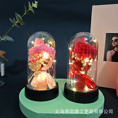 カーネーション永生花アクリルランプシェード母バレンタインデープレゼント創意プレゼント置物小夜灯シミュレーション花