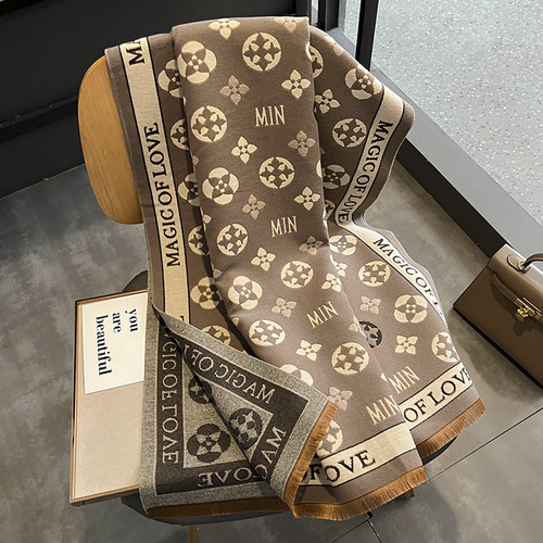 Autumn and winter new Korean version printed imitation cashmere scarf women's dual-use air-conditioning shawl  new double-sided thickened scarf
