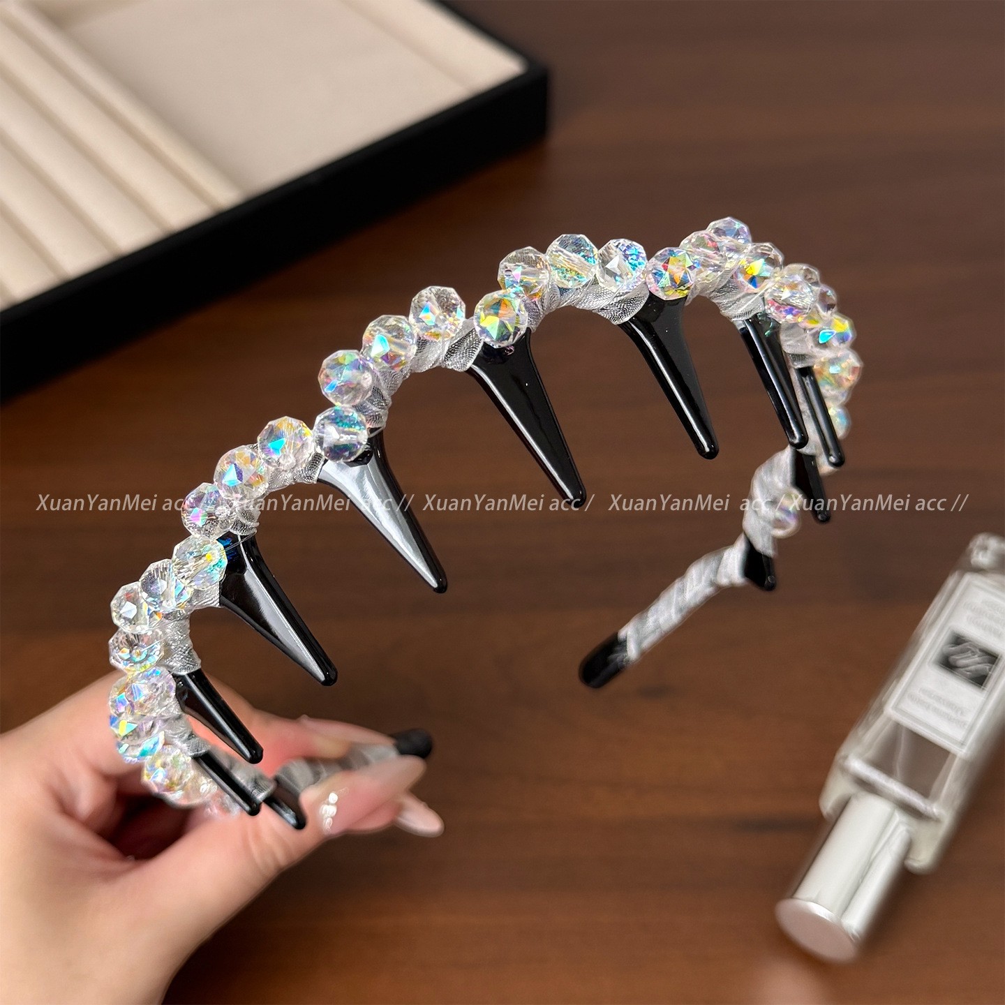 White colorful handmade crystal beaded headband