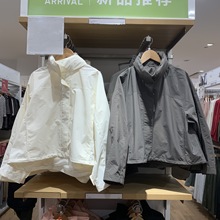 日系女装2025春款防风立领茄克户外休闲连帽薄外套耐久防水474894