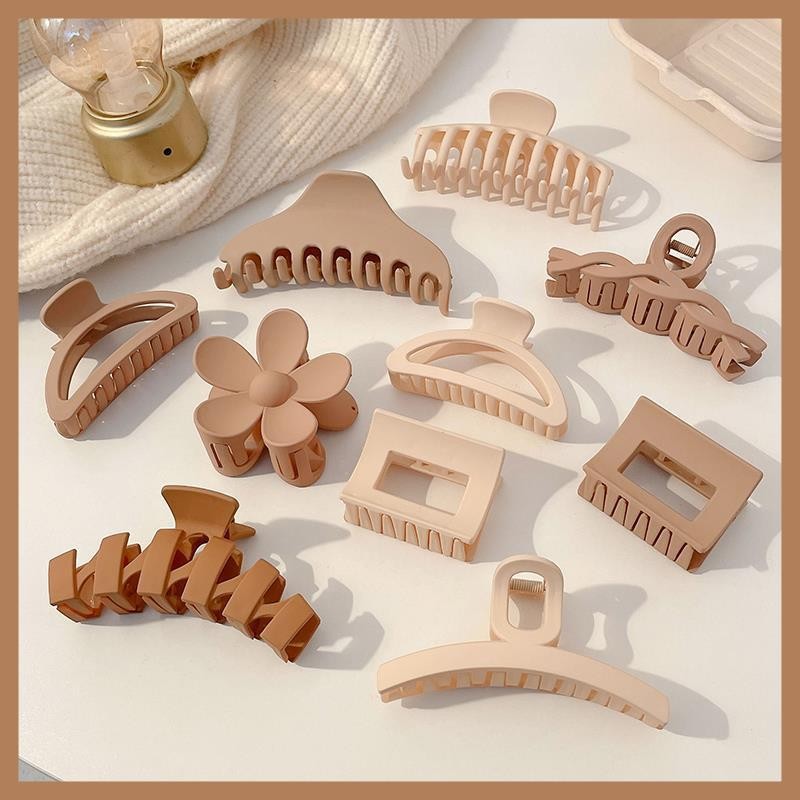 Horquilla de las mujeres espalda Cabeza esmerilado clip de pelo marrón horquilla Internet celebridad updo tiburón clip de alta calidad temperamento