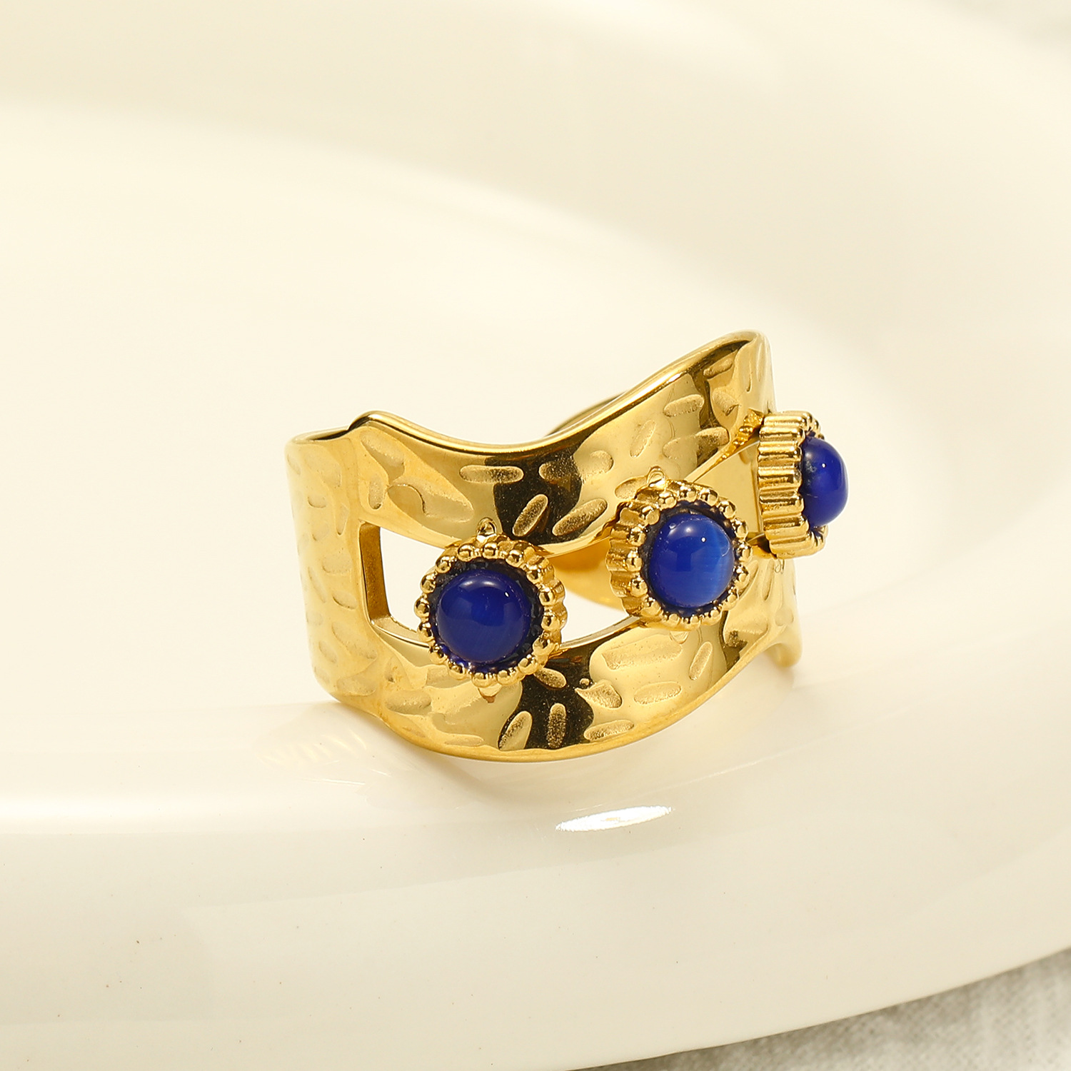 12g Weight Real Gold Plated Plating Material Open Rings Classification Adjustable Ring Size 1 Piece Quantity Casual, Daily Occasion 304 Stainless Steel Material Geometric, Color Block Pattern Women's Gender Vintage Style Style Waterproof Non Tarnish, Plating Craft Real Gold Plated Geometric Color Block 304 Stainless Steel Vintage Style Waterproof Non Tarnish Open Rings 18