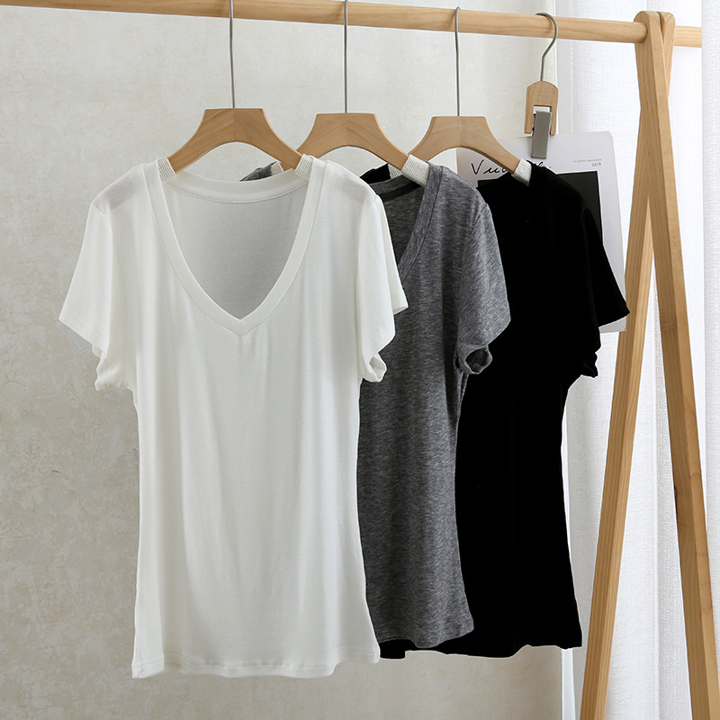 Tencel Wool Short-Sleeve T-Shirt for Women, V-Neck Slim Fit Thin Top, 2026 New Summer Style, Comfort-Oriented Base Layer Tencel Wool Short-Sleeve T-Shirt for Women, V-Neck Slim Fit Thin Top, 2026 New Summer Style, Comfort-Oriented Base Layer