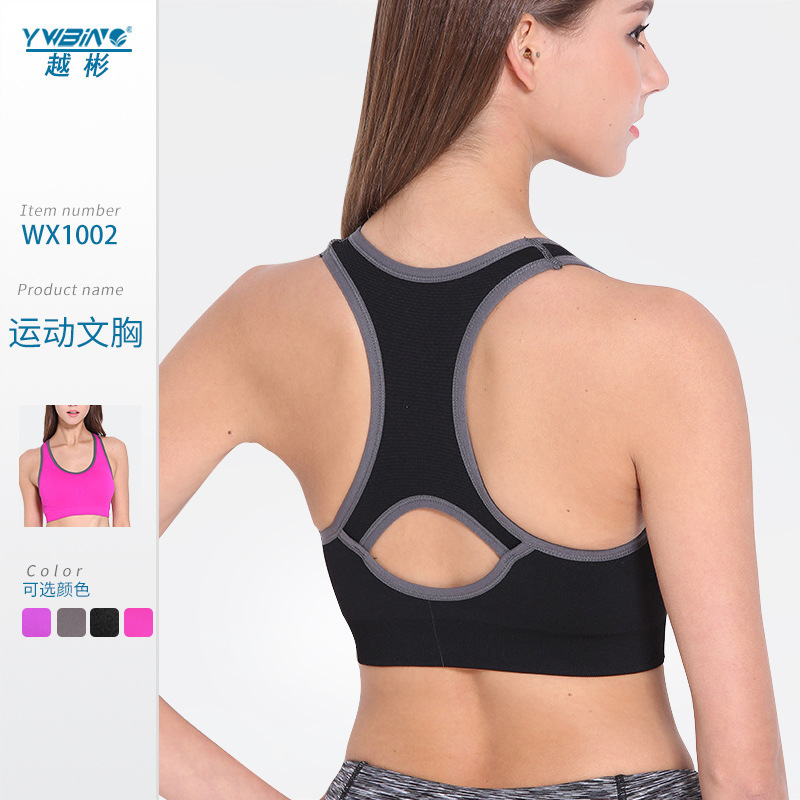 En stock europeo y americano Seamless fitness running BRA mujeres shockproof push up yoga chaleco belleza de alta resistencia espalda ropa interior deportiva