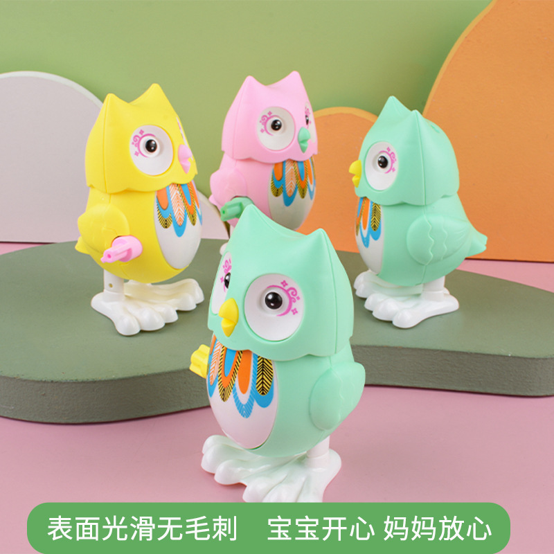 Dibujos animados de búho de cuerda para niños, divertido salto, pequeño animal, juguete de cuerda, puesto de regalo para bebé al por mayor