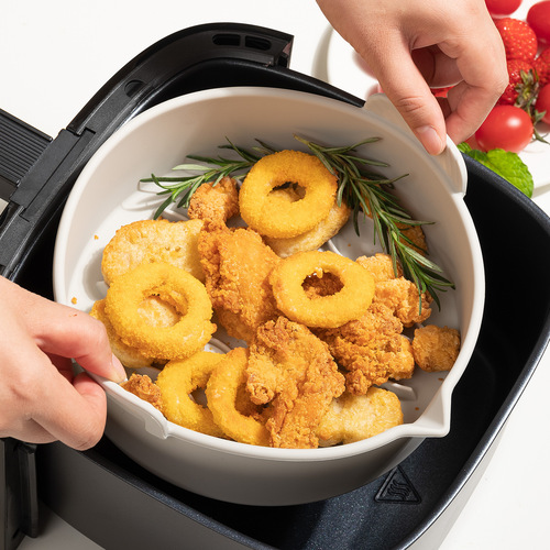 New thickened air fryer silicone baking pan silicone air fryer foldable cake baking pan barbecue plate mat