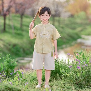 New Chinese Hanfu Boys Summer Guofeng suit Children Young Master Tang Suit Baby One-year-old Dress Boys Ancient Dress