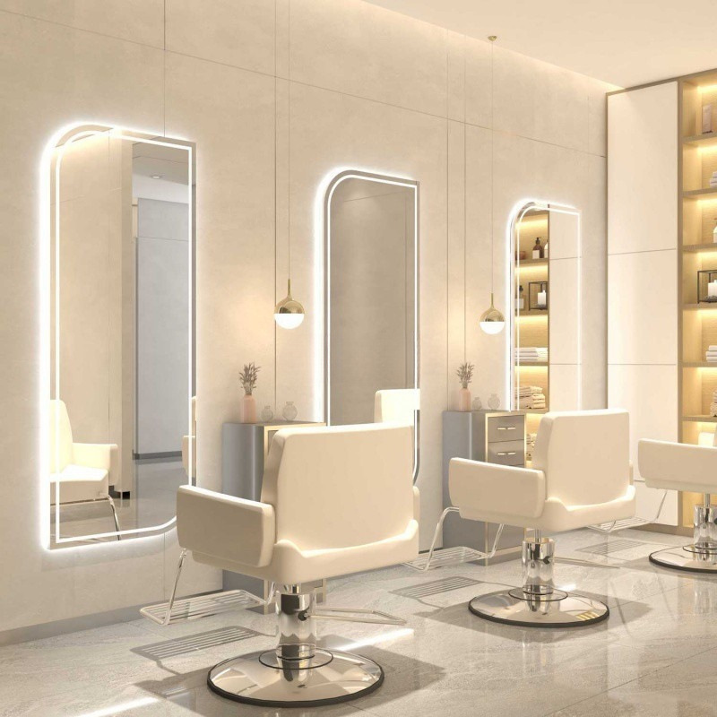 eQp Barberie Red espejo simple tipo de pared belleza mirror salón de belleza espejo unilateral banda de moda image 4