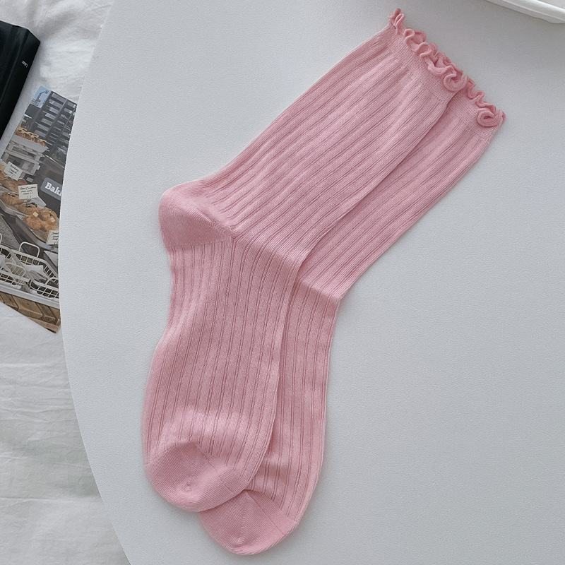 Calcetines de mujer de cordón de horta de verano calcetines de algodón delgados calcetines transpirables Zhuangyan al por mayor