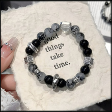 新中式国风手链龙脊玄武曜夜手工盘龙琉璃珠黑色男女通用复古百搭