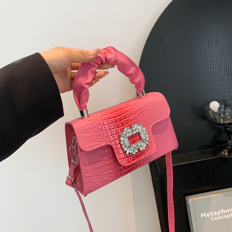Bolso de alta sensación para mujeres 2024 otoño nuevo bolso de mano con patrón de cocodrilo brillante, bolso de hombro casual, bolso de mochila cuadrado