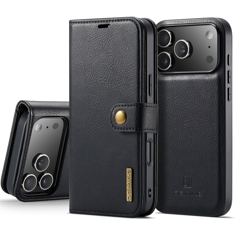 适用iPhone17 Air牛皮两折分体手机套翻盖插卡16 Pro二合一保护套