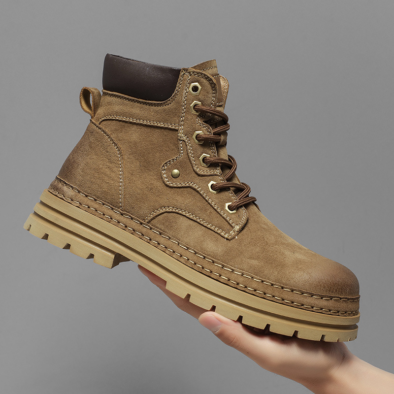 2025 otoño y invierno nuevo estilo casual botas Martin de piel de cerdo de vello de moda para hombres botas de moda para hombres botas de amarillo