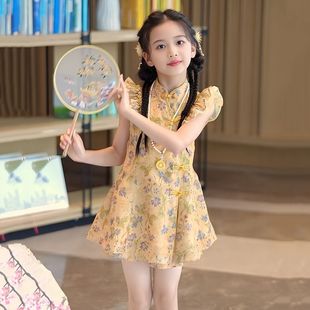 Girls' Cheongsam Set 2025 New Summer Cheongsam Dress New Chinese Style Fashion National Style Two-Piece Set