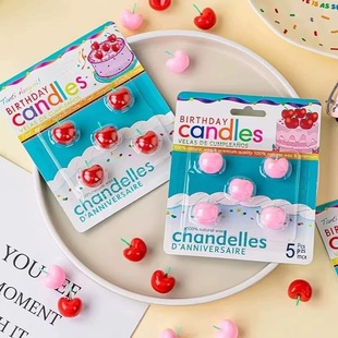 Korean version of cherry small candle birthday cake decoration decoration simulation cherry birthday candle dessert baking dress