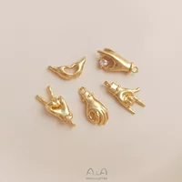 Цвет 14K пакет золота OK люблю тебя больше, чем сердце жесты кулон ручной работы DIY браслет ожерелье серьги украшения подвеска