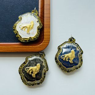 Thai Buddhist Amulet, Headless Tiger Gold 2555 Pendant for Men and Women, One-Piece Acrylic Waterproof Shell